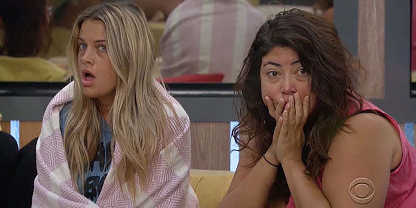 Christie and Jessica on Big Brother, mouths agape
