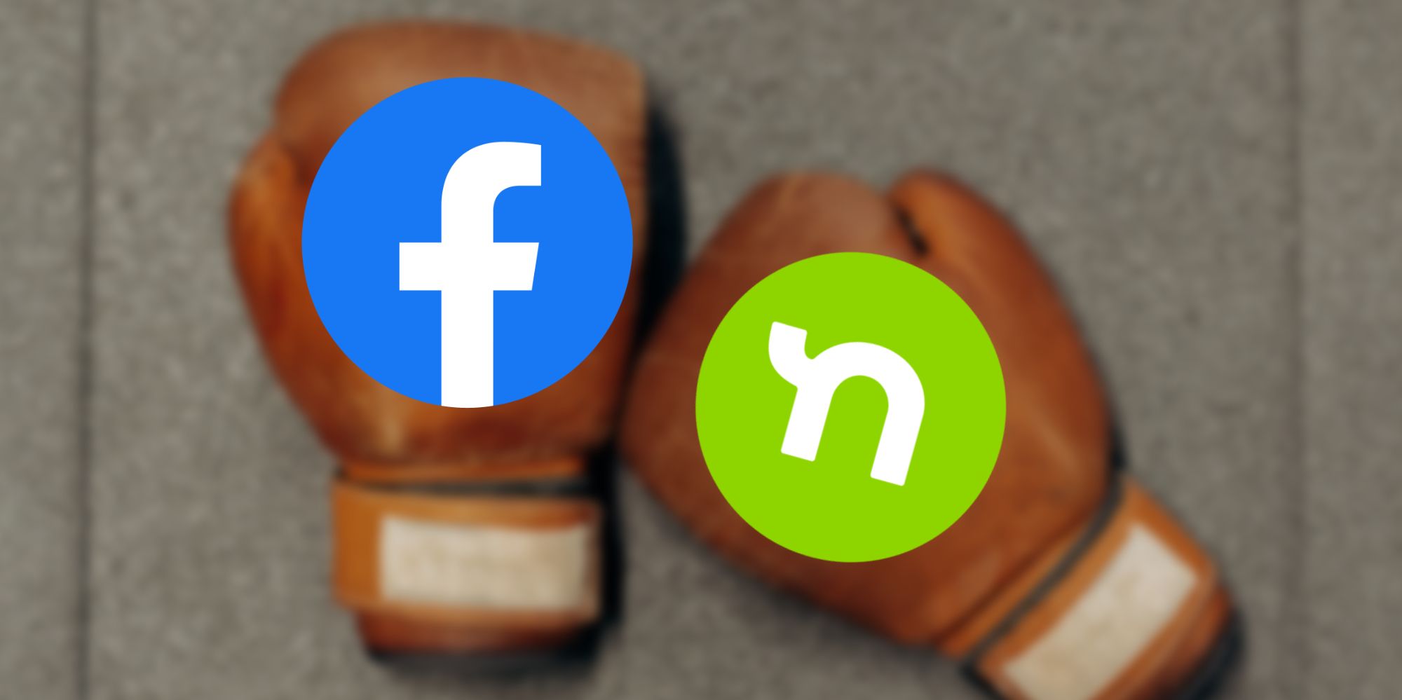 Facebook and Nextdoor logos on top of boxing gloves