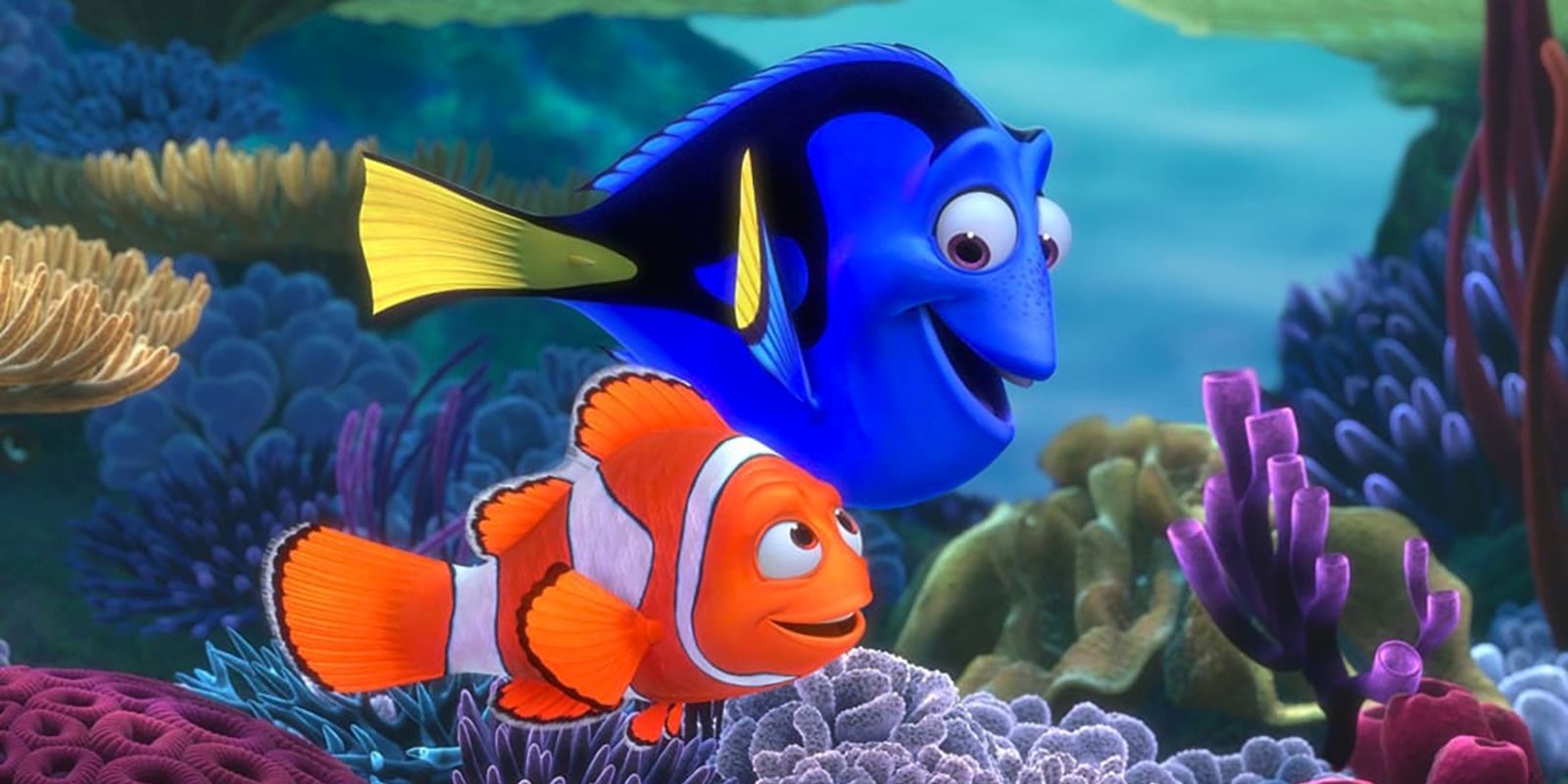 Dory and Marlin swimming together in Finding Nemo