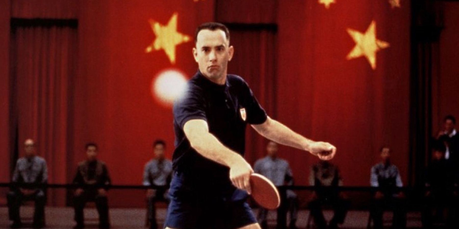 Tom Hanks hitting a ping pong ball in Forrest Gump