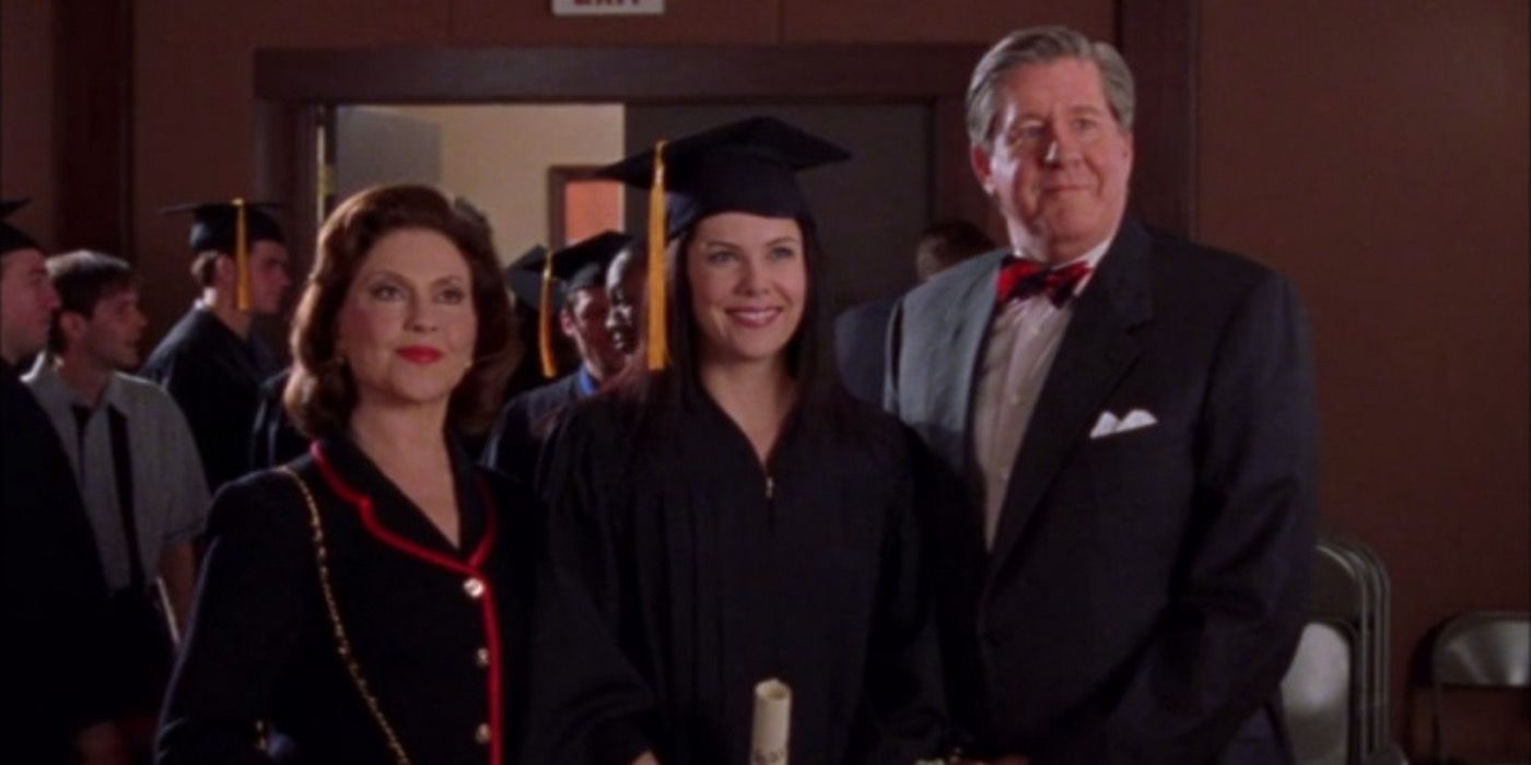 Emily and Richard at Lorelai's graduation.