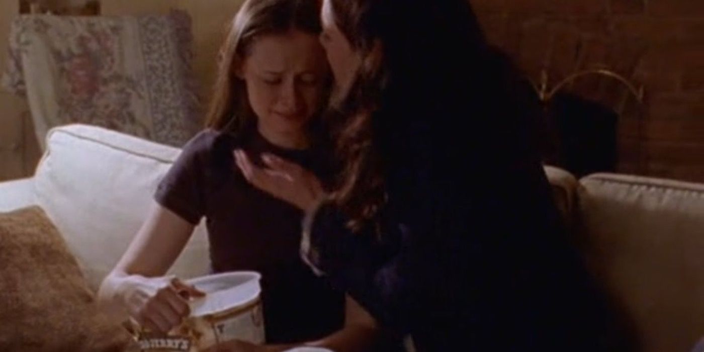 Lorelai comforting Rory