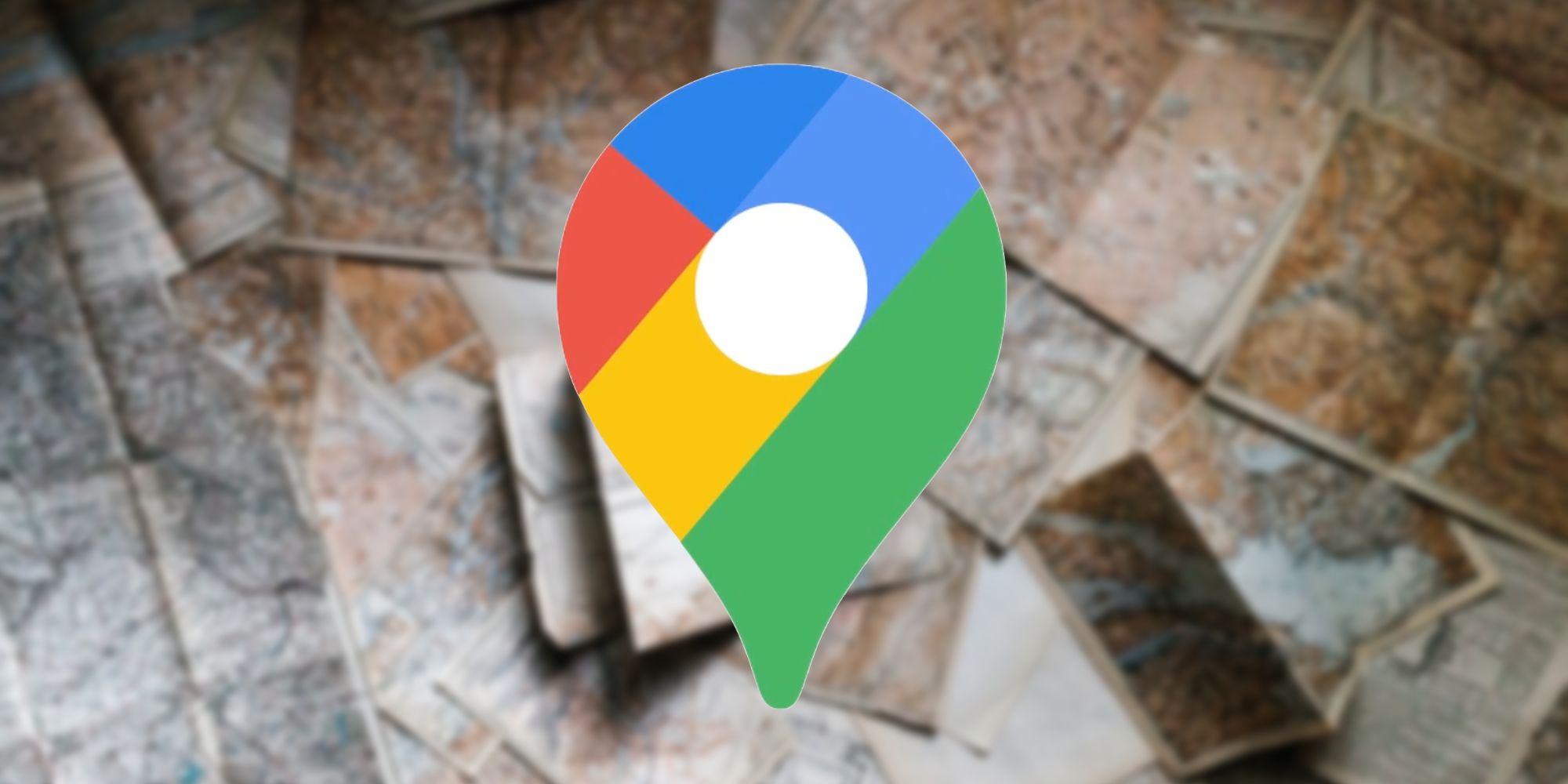 Google Maps icon on top of a picture of maps