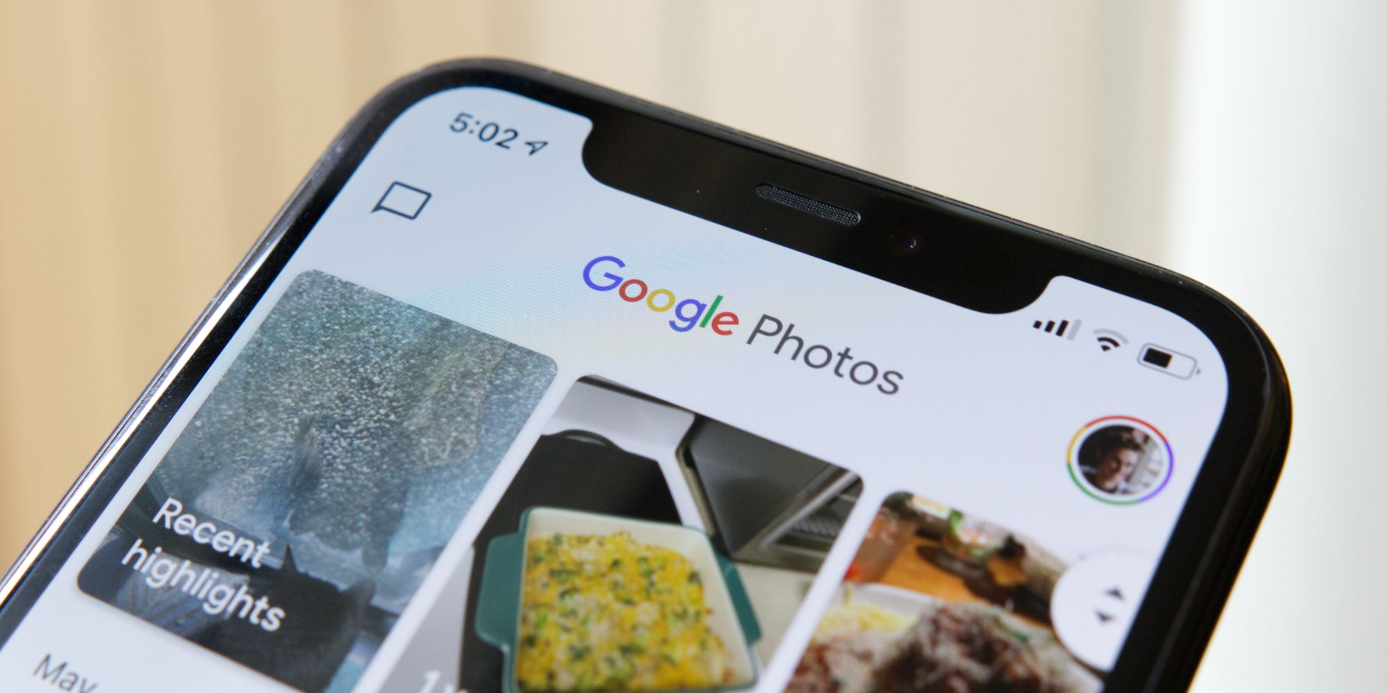 Google Photos app on an iPhone