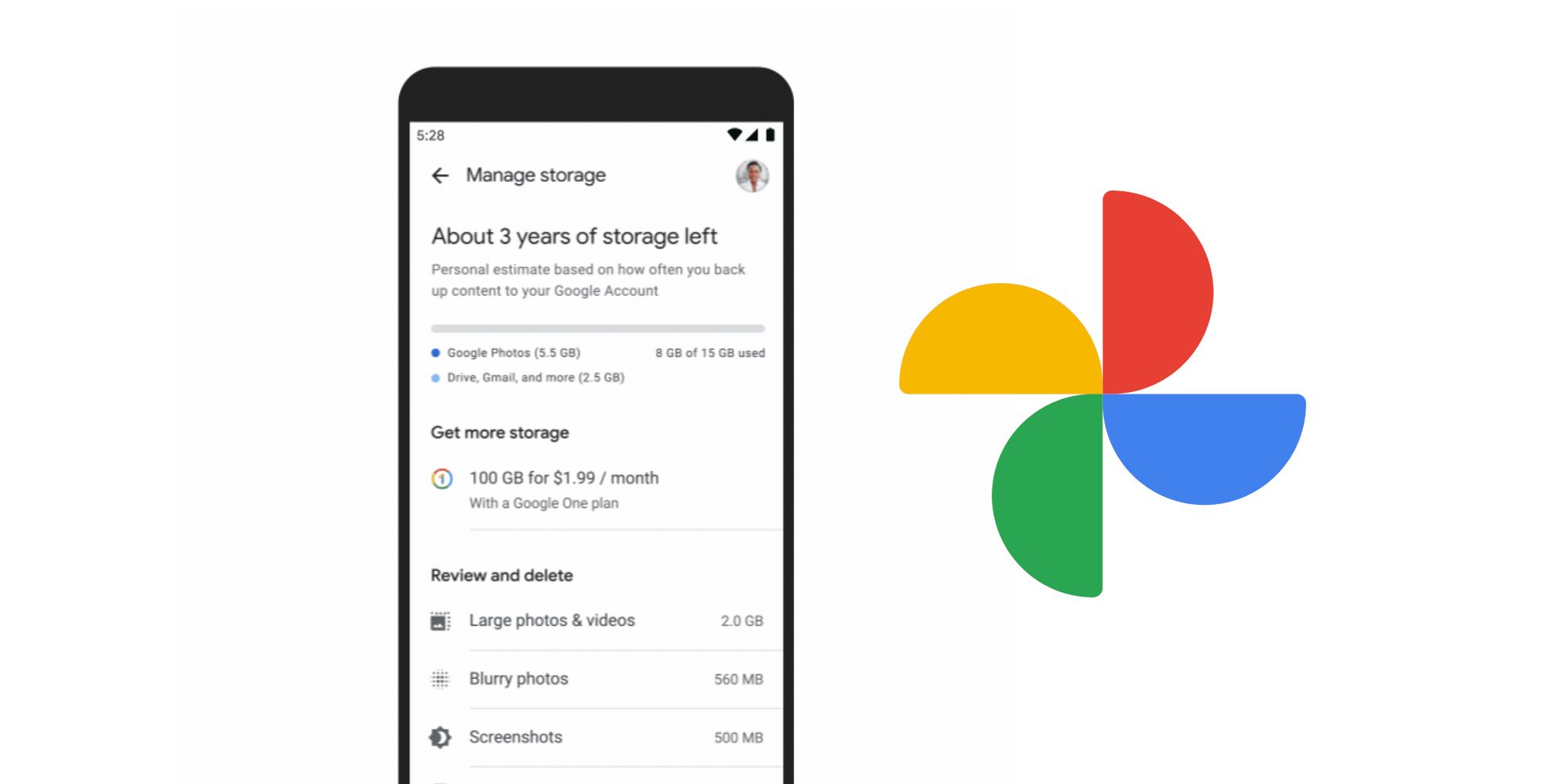 New 'Manage storage' tool in Google Photos