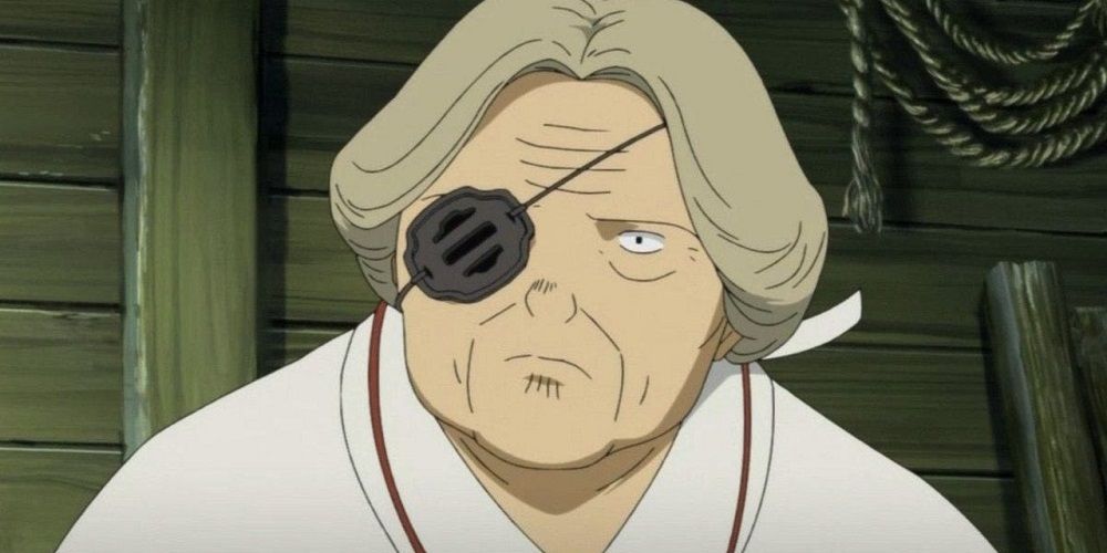 Kaede wears eye-patch in Inuyasha