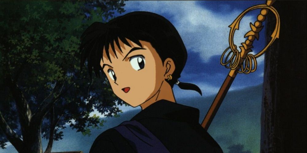 Miroku with his back turned in Inuyasha