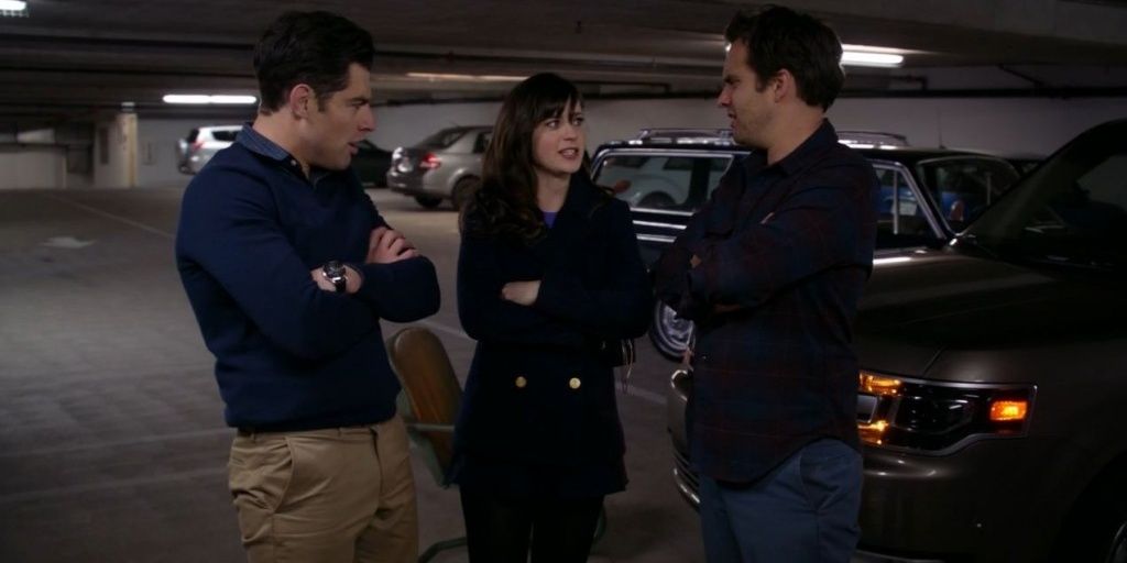 Schmidt, Jess and Nick fighting over parking spot 