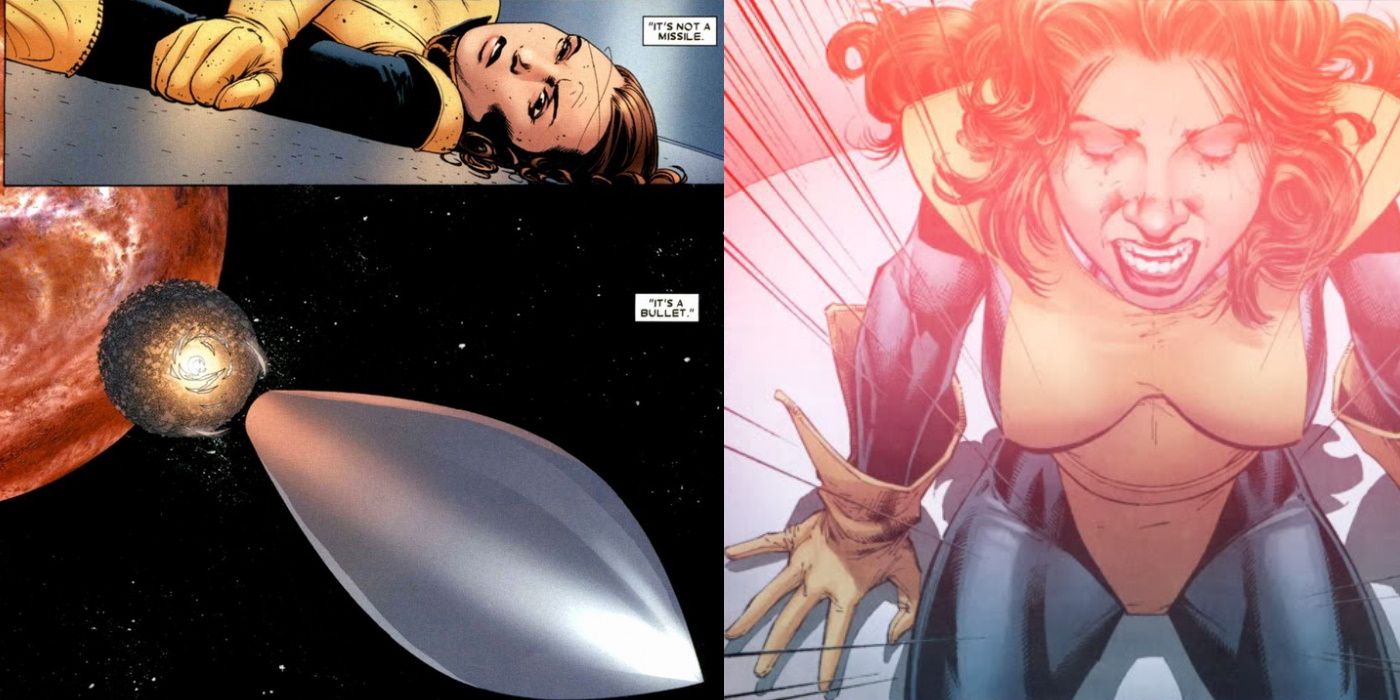 Kitty Pryde phases a space bullet through the Earth in X-Men comics.