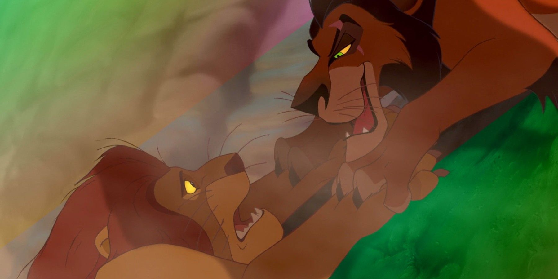 Scar kills Mufasa in Lion King