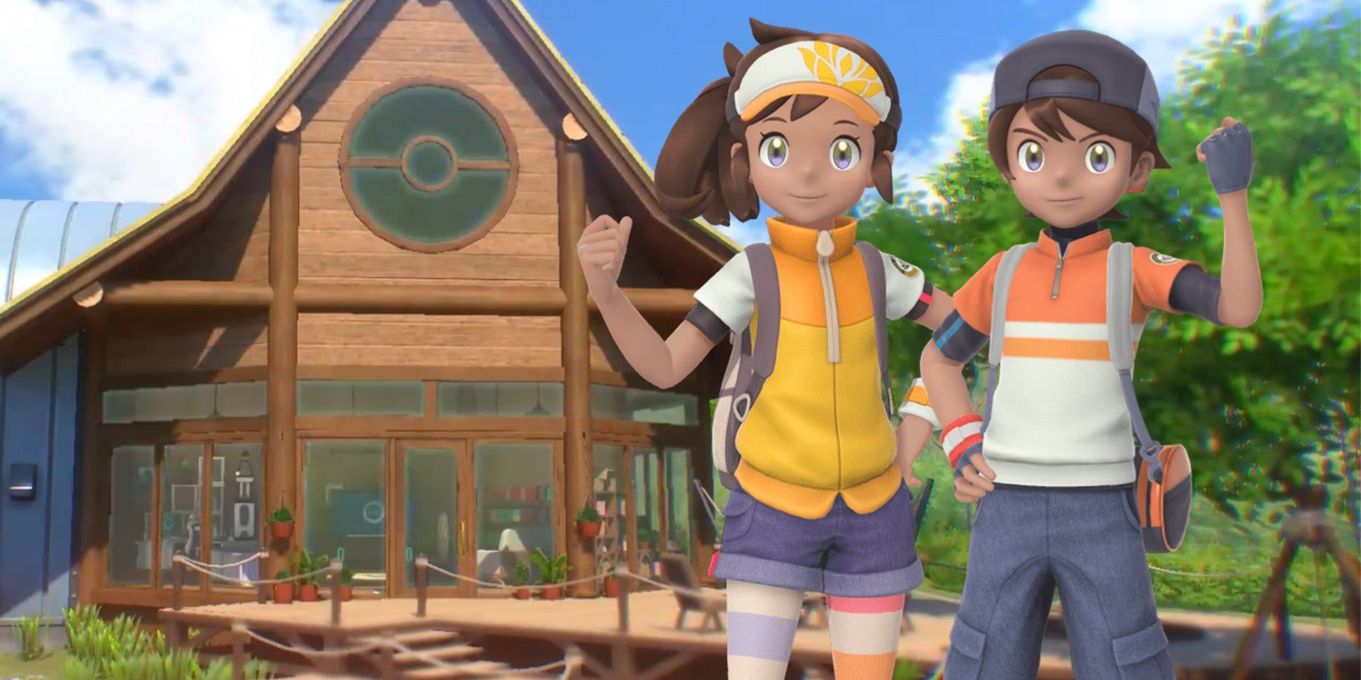 Player Character in front of Research Lab in New Pokémon Snap