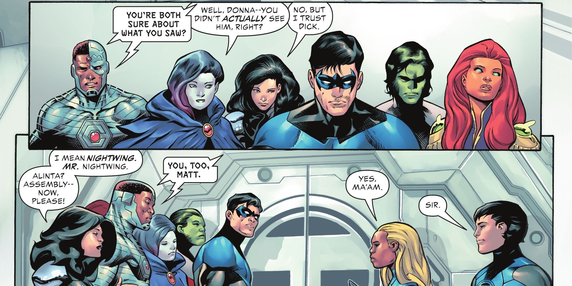 Nightwing being called by his real name in DC comics