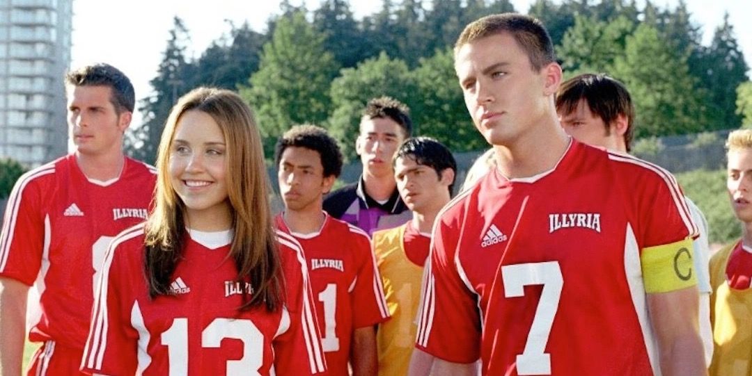 Channing Tatum and Amanda Bynes playing soccer in She's The Man