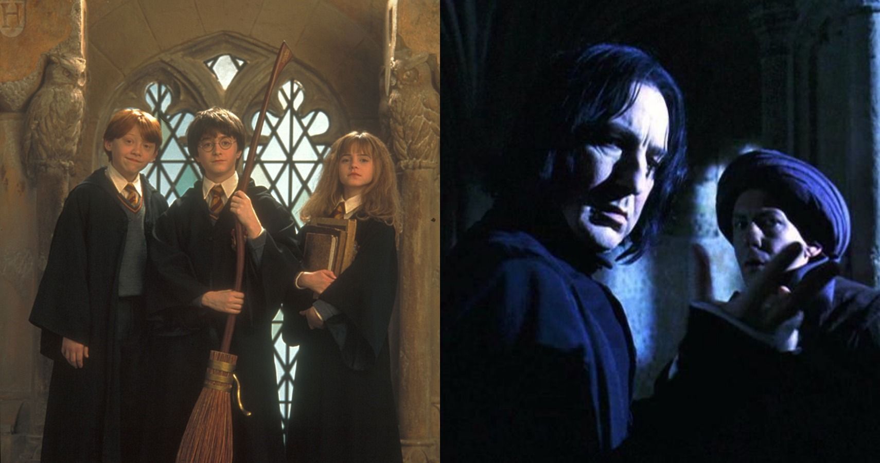 Harry Potter and the Sorcerer's Stone Featured Image with Harry Ron Hermione Snape and Quirrell