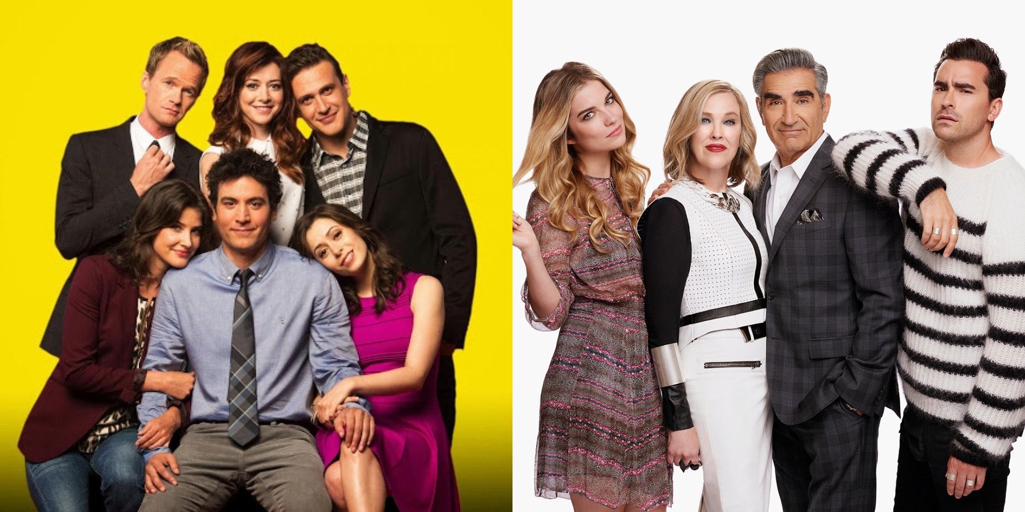 The cast of How I Met Your Mother and Schitt's Creek montage