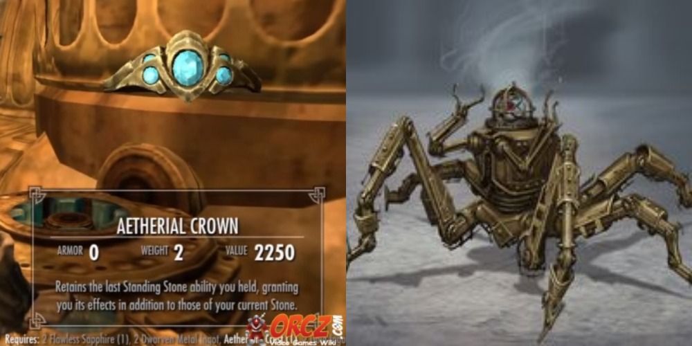 The Aetherial Crown and a spider automaton.