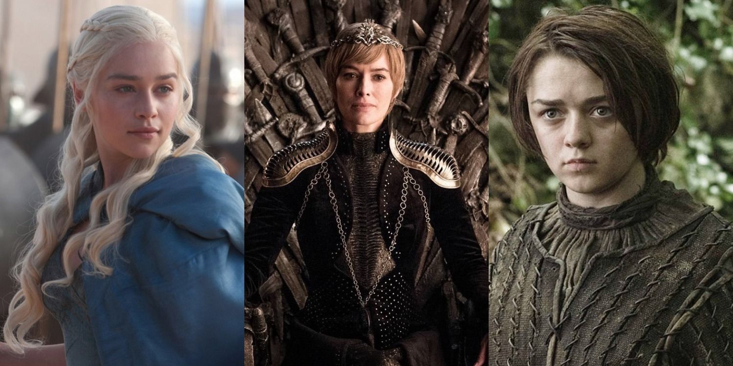 Daenerys Targaryen, Cersei Lannister, and Arya Stark on Game of Thrones