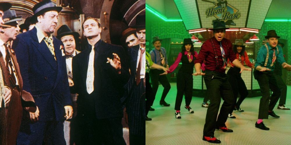 Image from Guys and Dolls on the left and Crazy ex girlfriend parody on the right