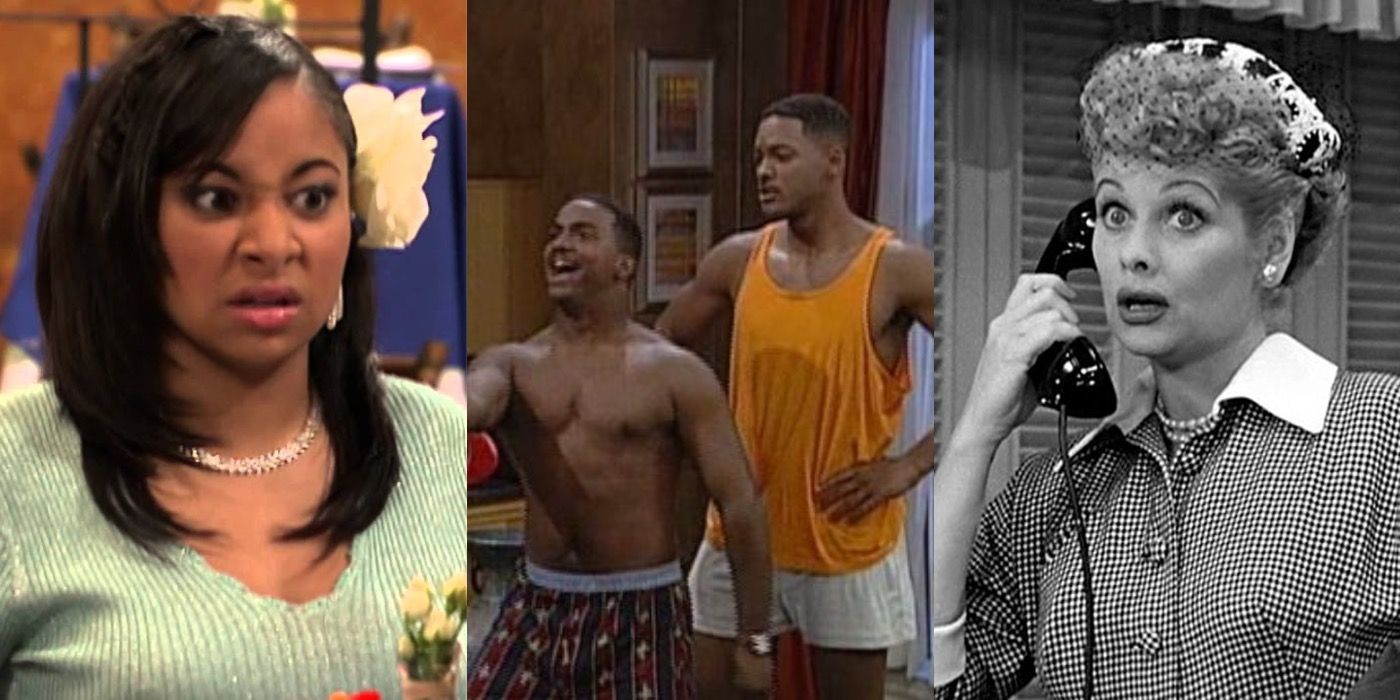 Lucy on the phone shocked Raven Baxter stares at her date disgusted wearing a blue shirt Will Smith staring at friend like he's crazy in Fresh Prince of Bel Air