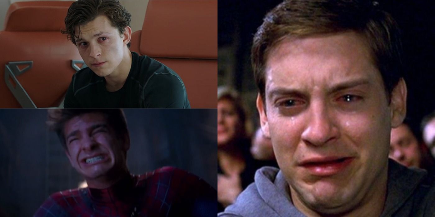 Spider-Man: Tom Holland, Andrew Garfield, Toby McGuire crying montage