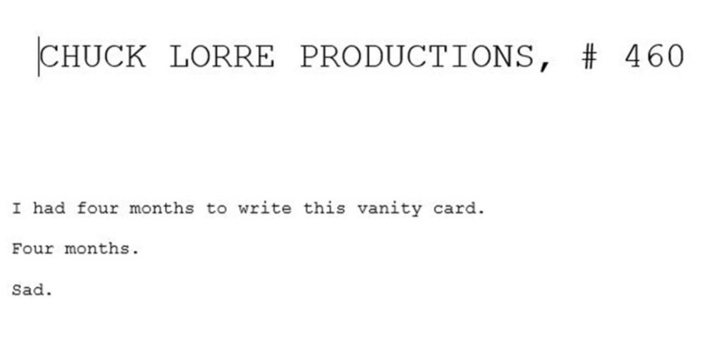 Chuck Lorre vanity card from TBBT