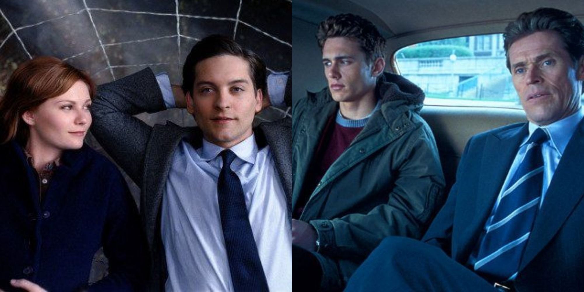 Split image of Peter Parker and Mary Jane/Harry and Norman Osborn