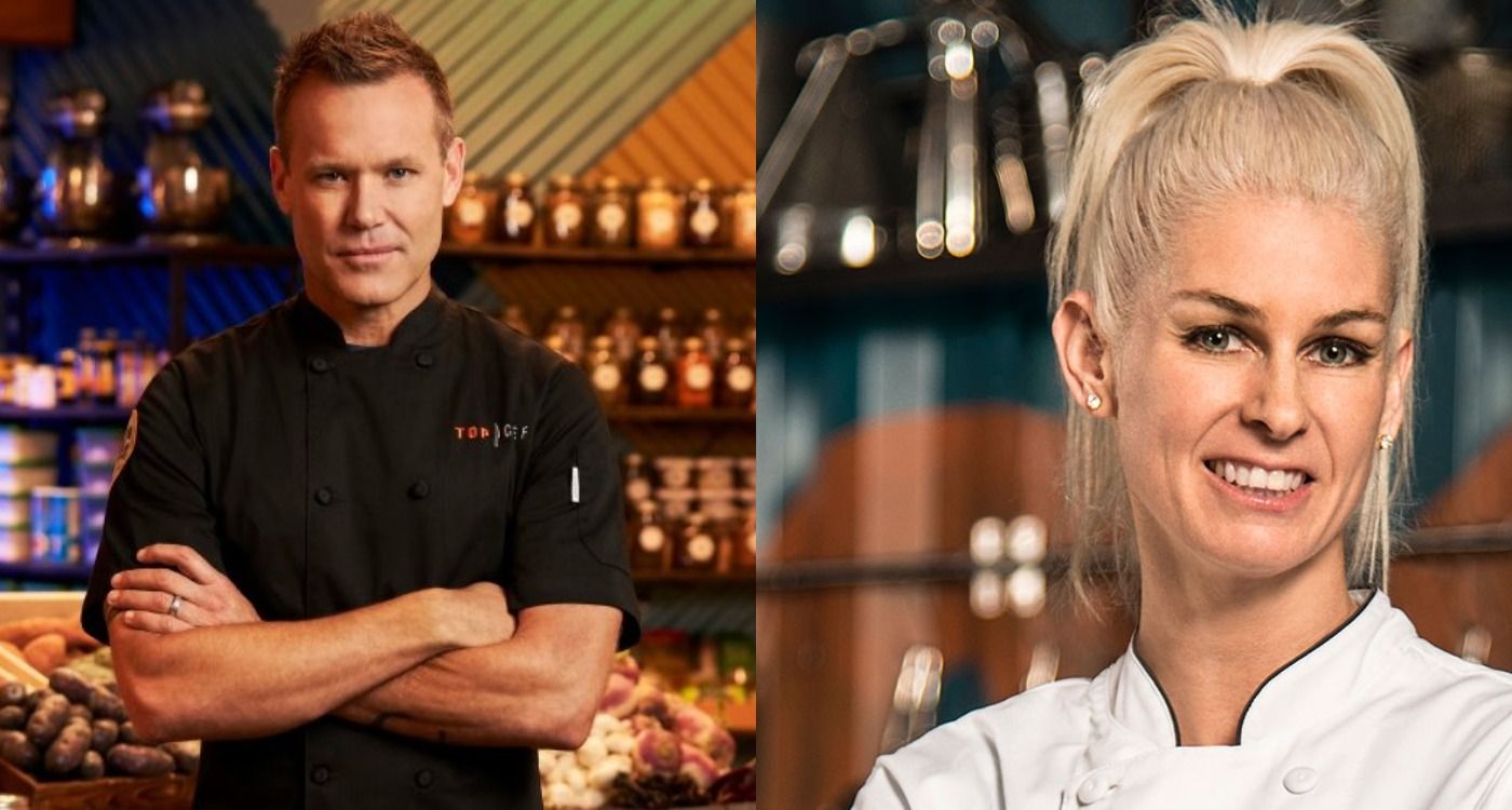 Top Chef Split image of two chefs