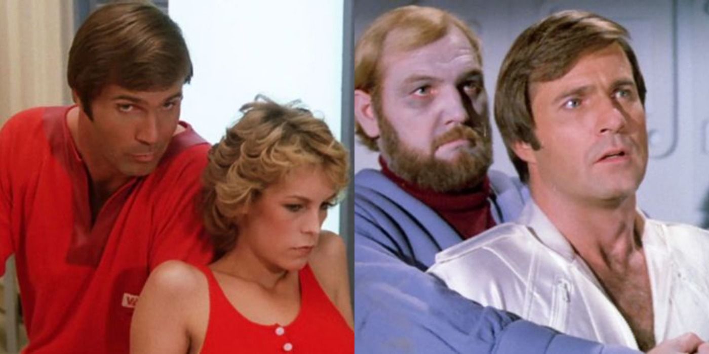 Collage of Buck Rogers best episodes, one with Jamie Lee Curtis.