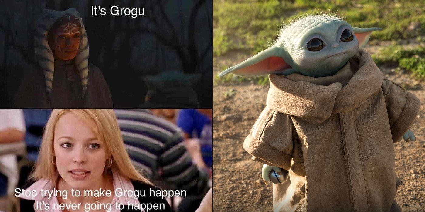 Split image of Grogu meme with image of Grogu on the right.
