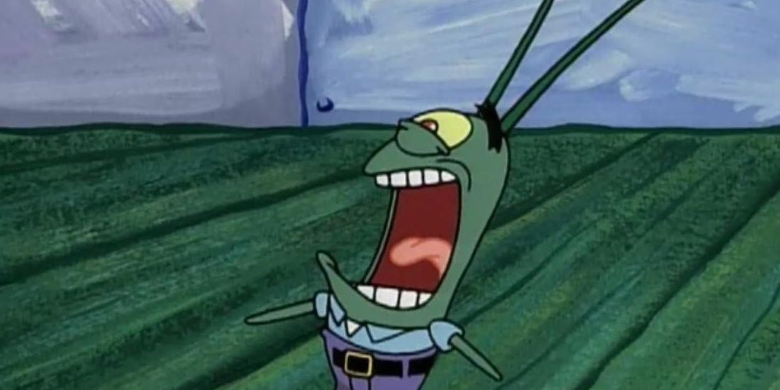 Plankton dressed as Mr. Krabs in an episode of SpongeBob SquarePants.