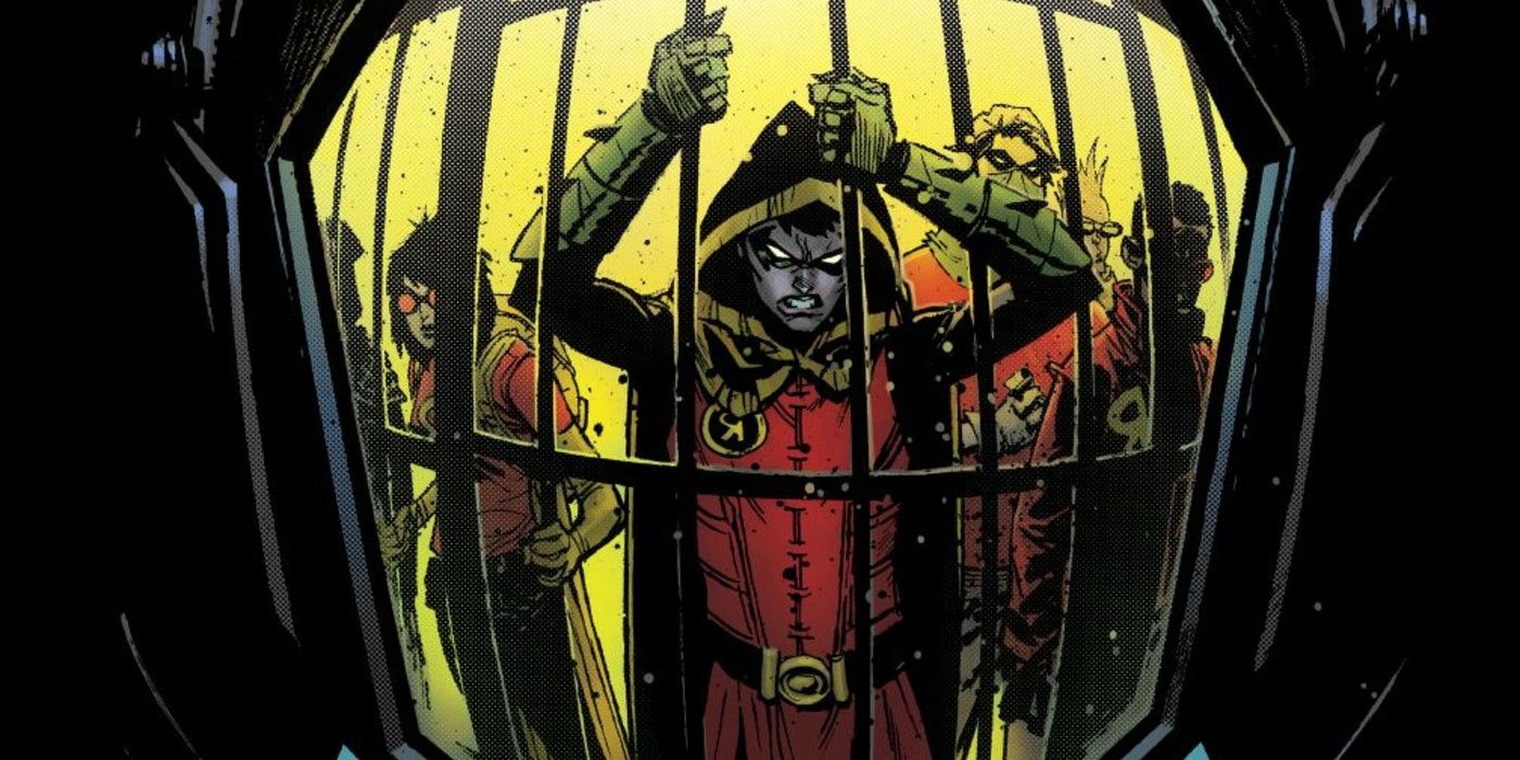 Several Robins in prison on the cover of Robin War