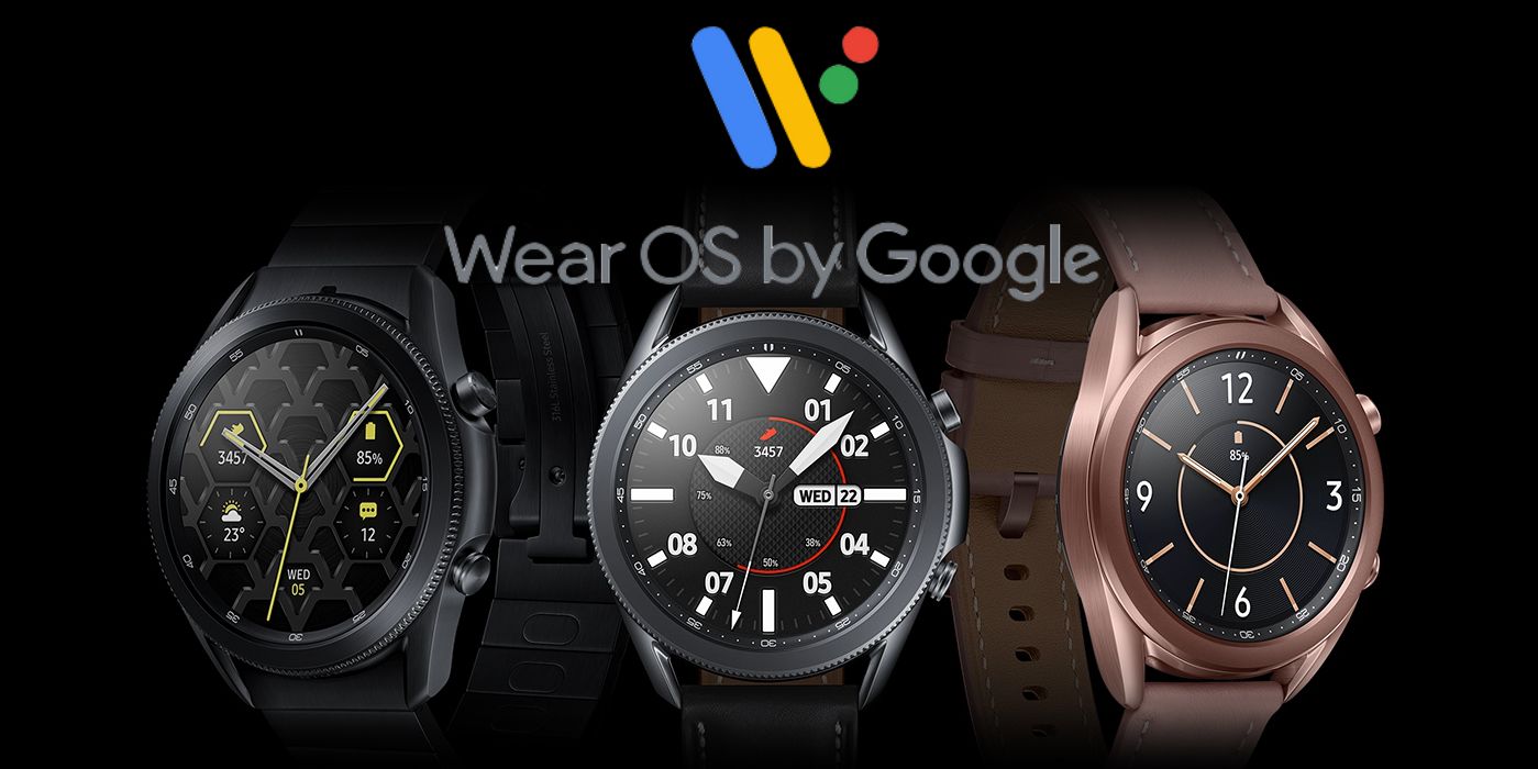 Samsung Galaxy Watch 3 with Wear OS logo