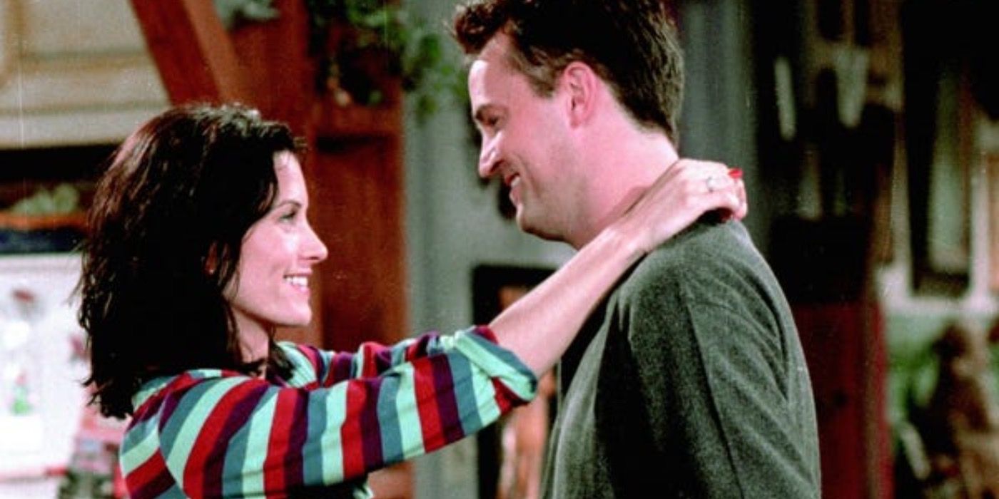 Monica and Chandler smiling at each other