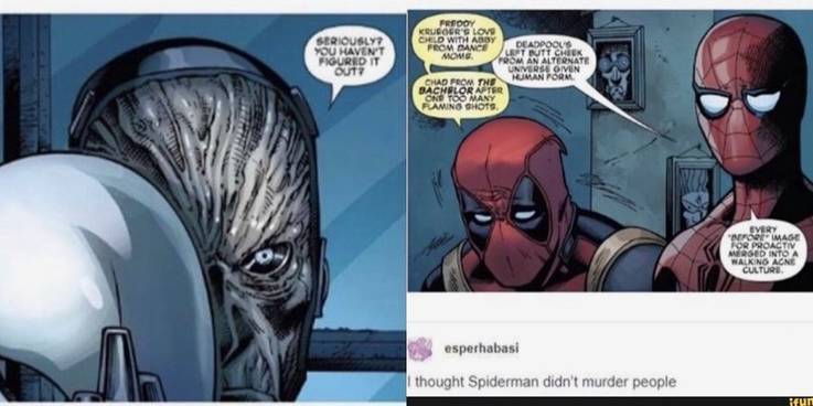 Spider-Man: Hilarious Memes That Comic Fans Will Love ! 15 spiderman and deadpool roasting villain entry nine.jpg?q=50&fit=crop&w=737&h=368&dpr=1