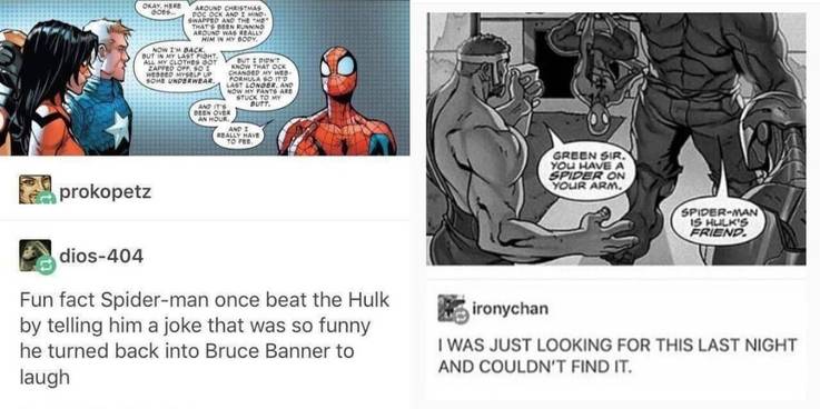 Spider-Man: Hilarious Memes That Comic Fans Will Love ! 9 spiderman and the hulk entry four.jpg?q=50&fit=crop&w=737&h=368&dpr=1