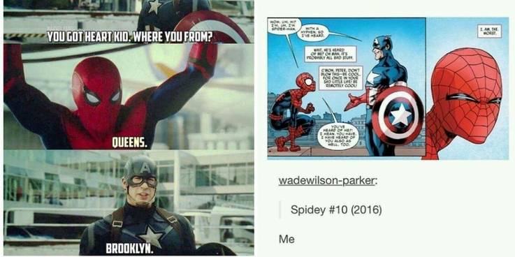 Spider-Man: Hilarious Memes That Comic Fans Will Love ! 16 spiderman meets captain america entry one.jpg?q=50&fit=crop&w=737&h=368&dpr=1