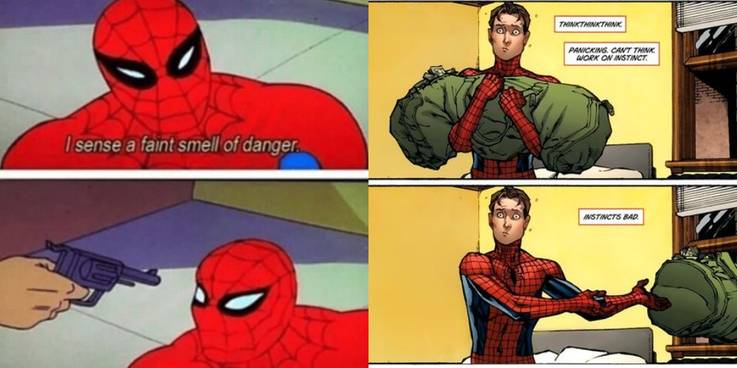 Spider-Man: Hilarious Memes That Comic Fans Will Love ! 12 spiderman spidey sense and instincts entry five.jpg?q=50&fit=crop&w=737&h=368&dpr=1