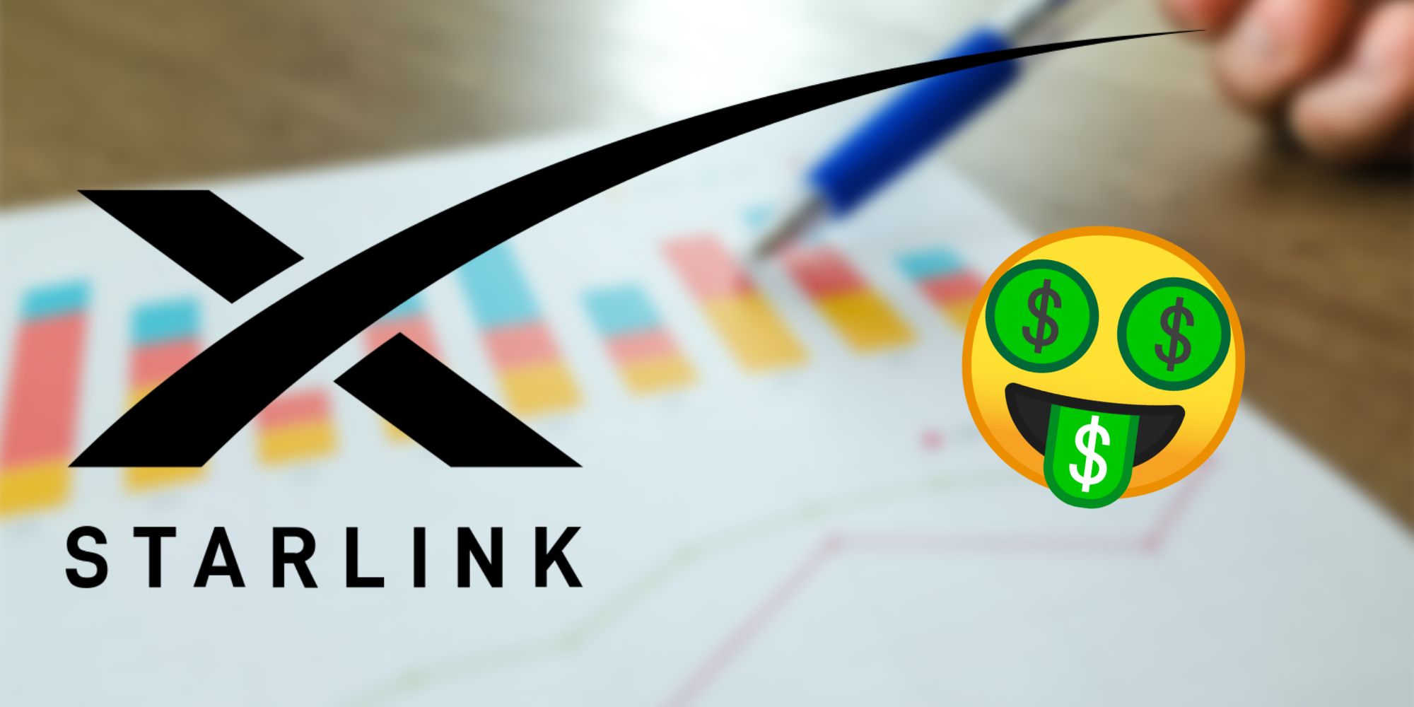 Starlink logo next to money eye emoji