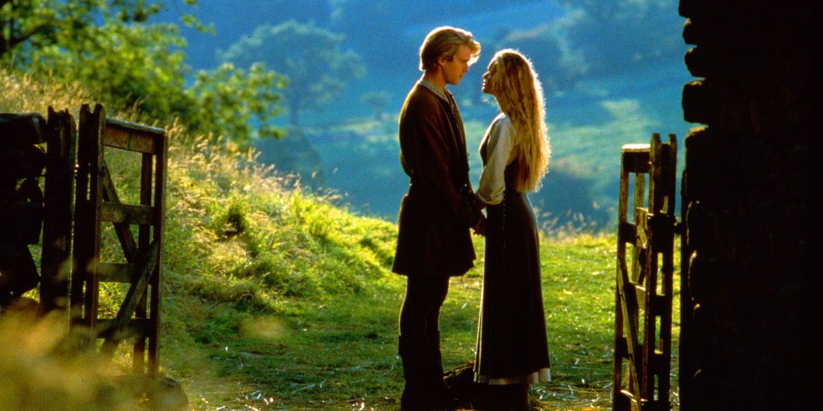Westley and Buttercup gaze at each other romantically in The Princess Bride