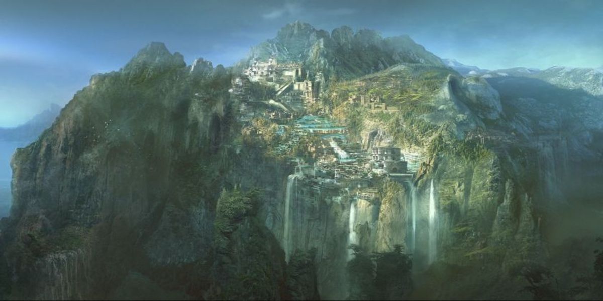 The paradise island of Themyscira from Wonder Woman 
