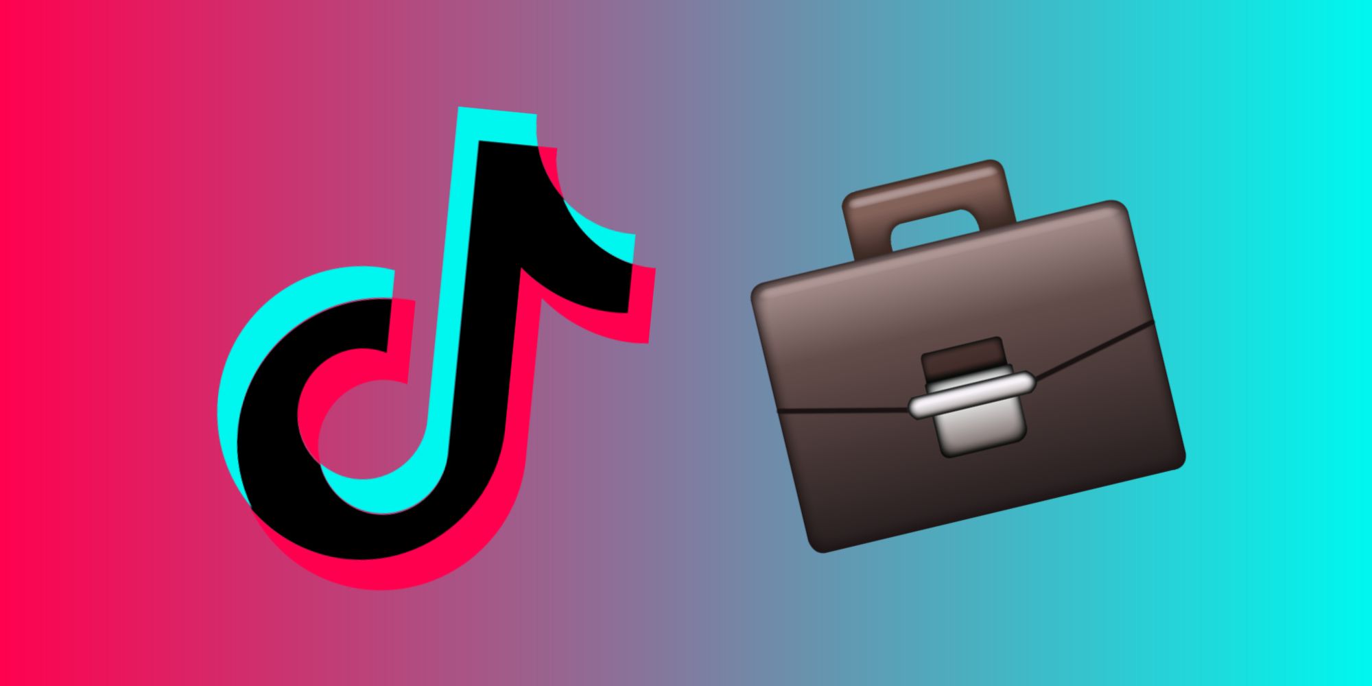 TikTok logo next to a briefcase emoji