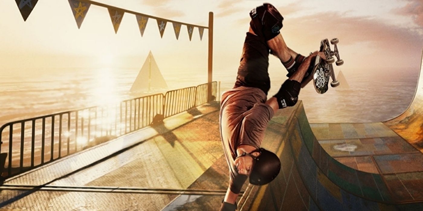 The skate skates on a halfpipe in the middle of the sea in Tony Hawk Pro Skater 1+2