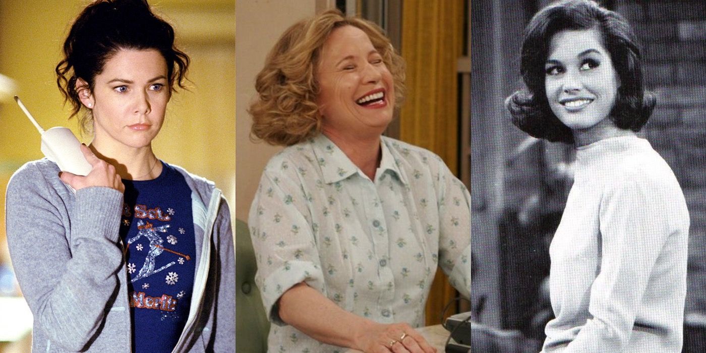 Lorelai Gilmore, Kitty Forman, and Laura Petrie as TV moms.