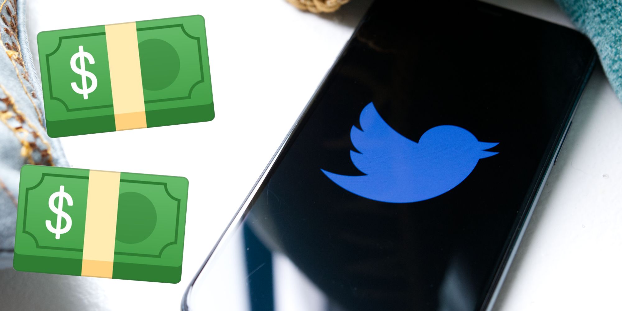 Twitter icon on an iPhone with money emoji