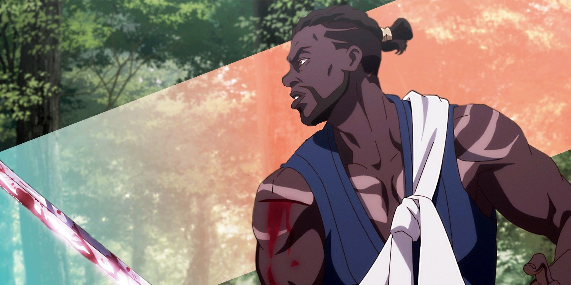 A Black samurai holding a katana in Yasuke