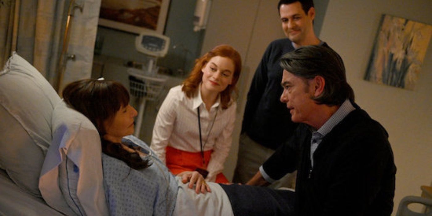 Maggie in the hospital with her family