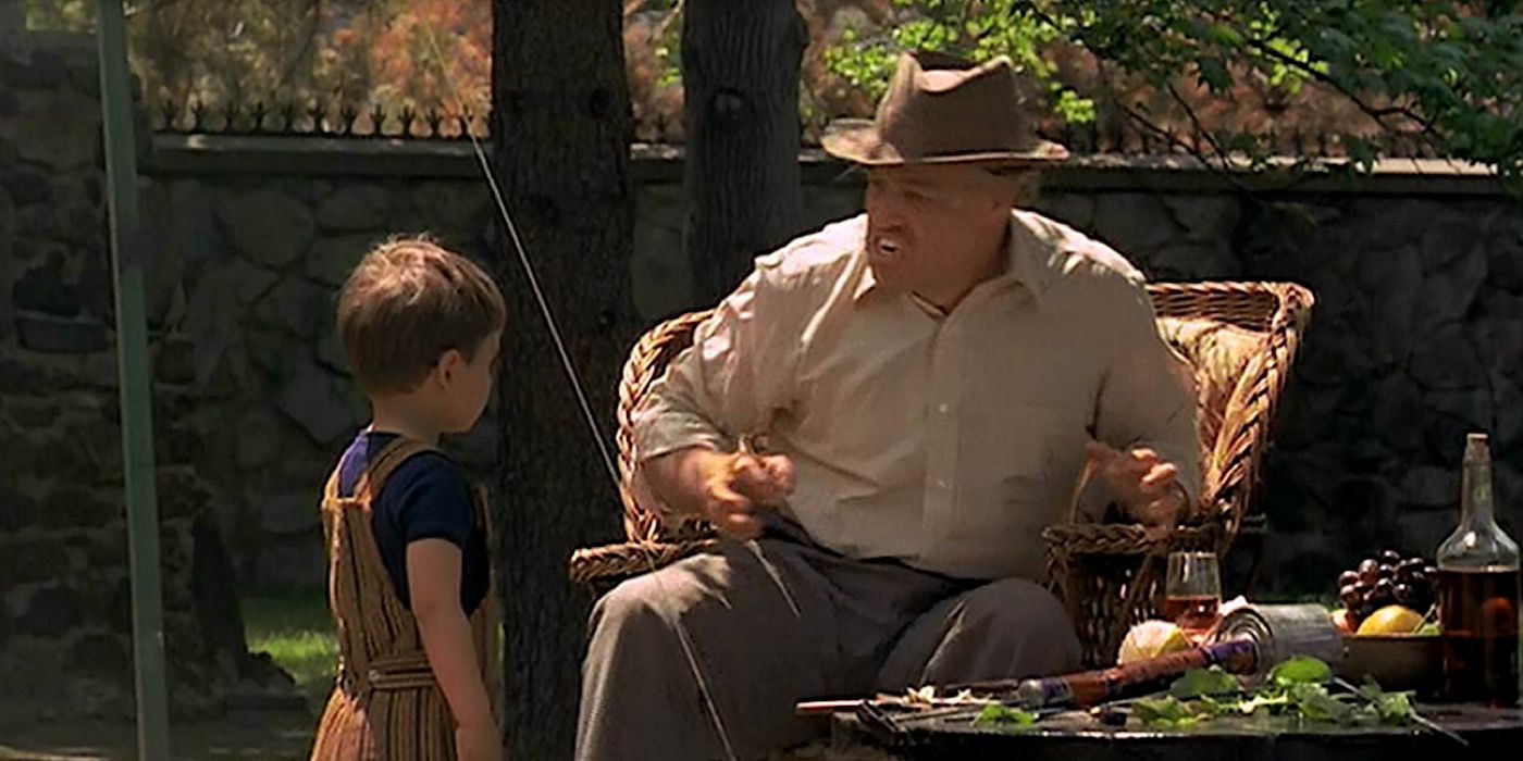 Vito Corleone plays with his grandson before he has a heart attack in The Godfather