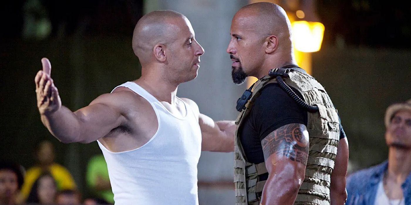 Dom and Hobbs in Fast Five