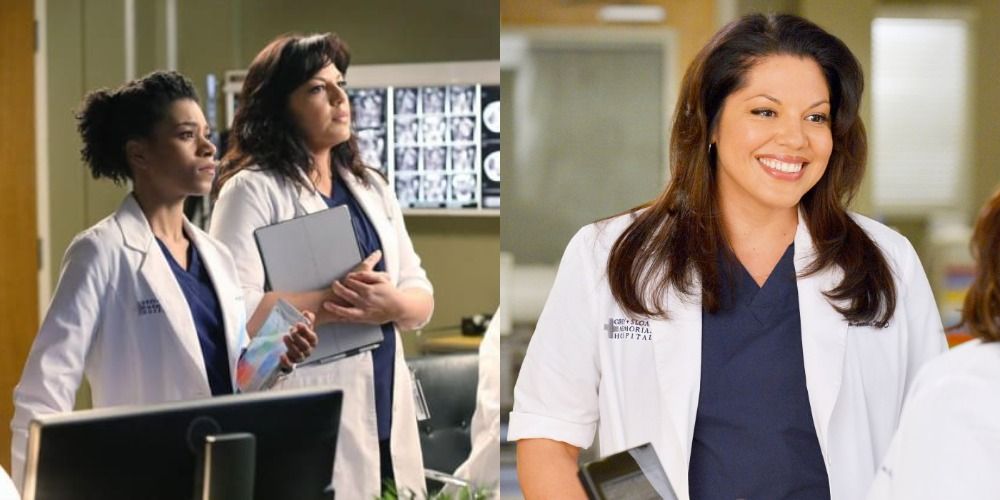 A split image of Maggie and Callie in the x-ray room and Callie smiling