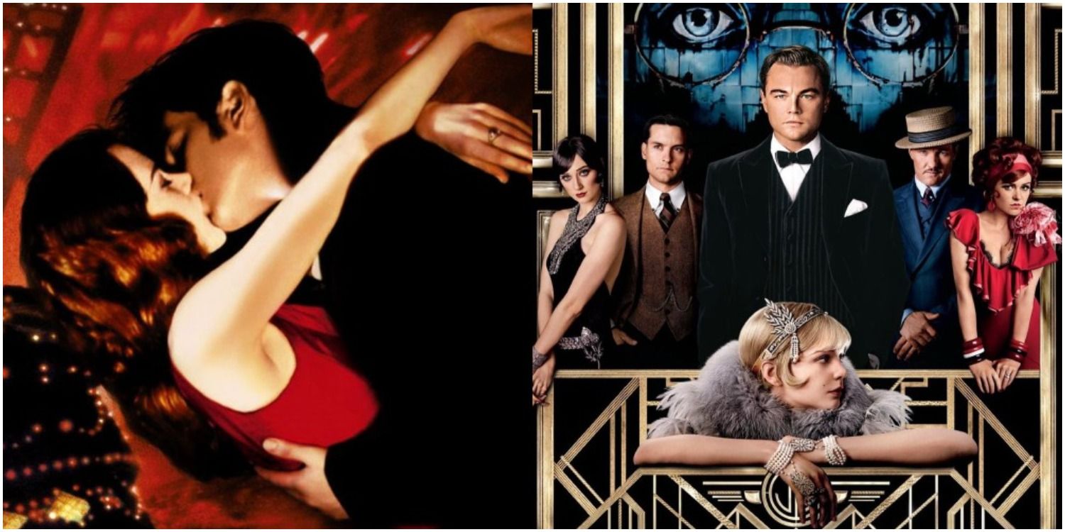 A split image of the Moulin Rouge film poster and The Great Gatsby film poster